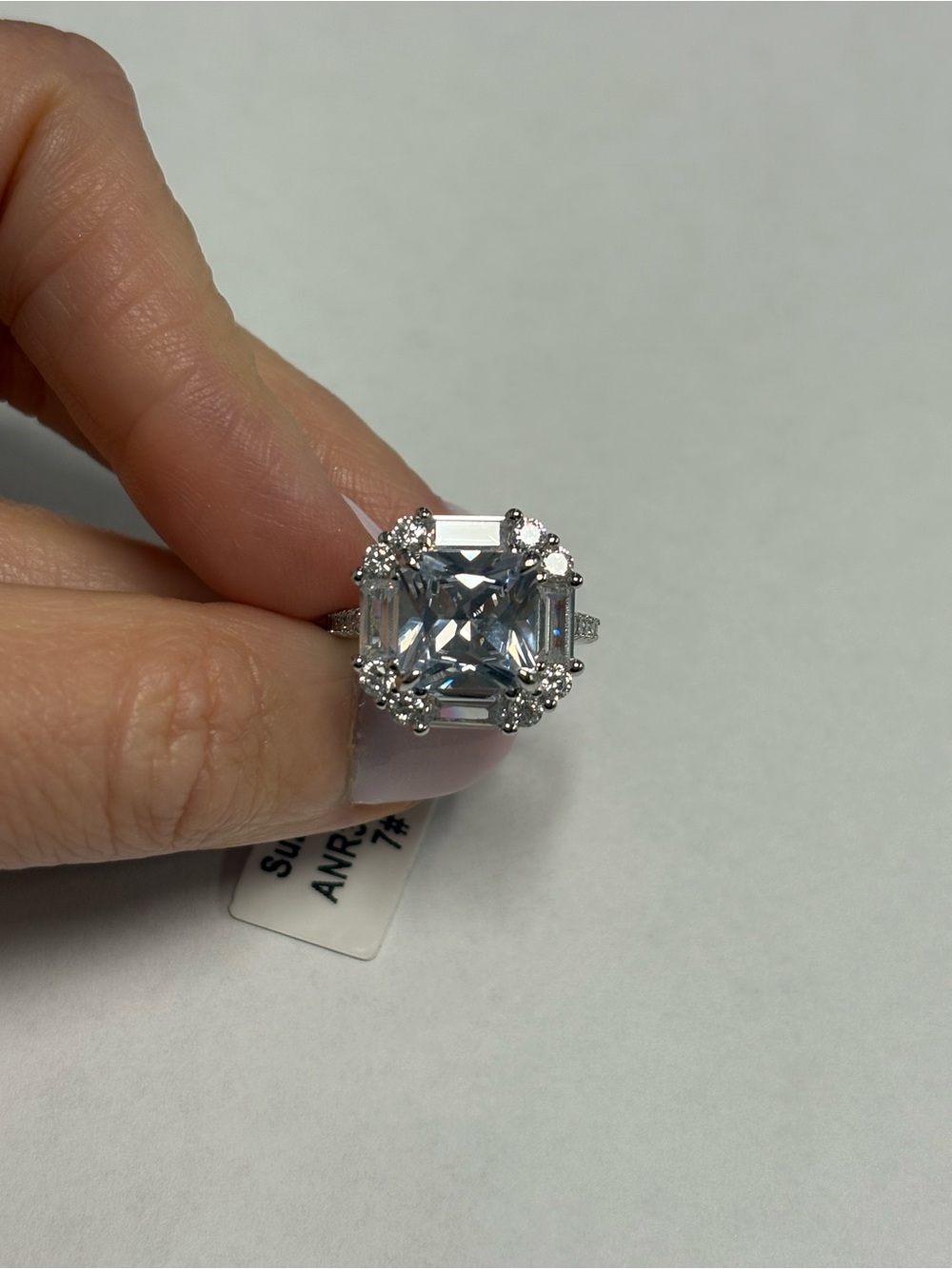 Suzy Levian Sample Sterling Silver White CZ Statement Ring NWT Size 7
